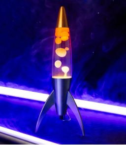 LAMPE A LAVE FUSEE - DEGRADE BLEU/ORANGE