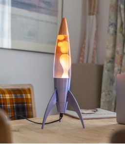 LAMPE A LAVE FUSEE - DEGRADE BLEU/ORANGE