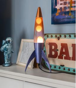 LAMPE A LAVE FUSEE - DEGRADE BLEU/ORANGE