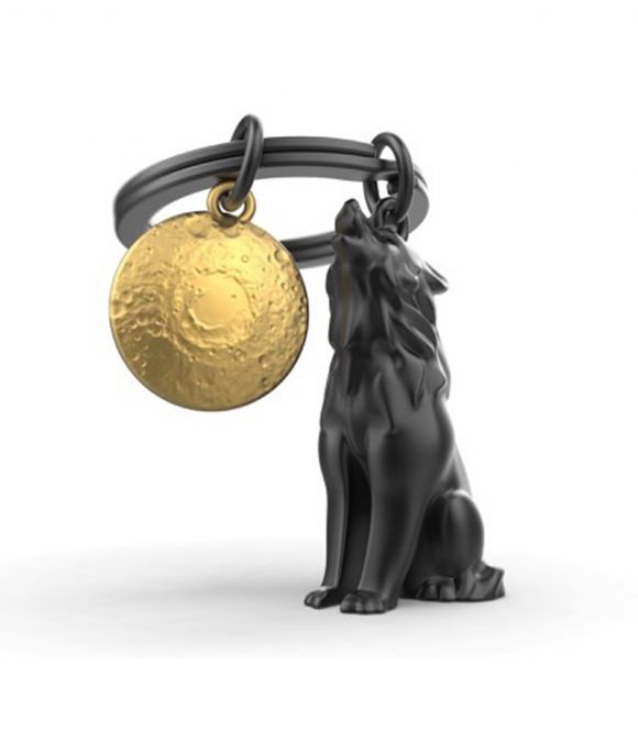 PORTE-CLES METALMORPHOSE - LOUP ET SA LUNE