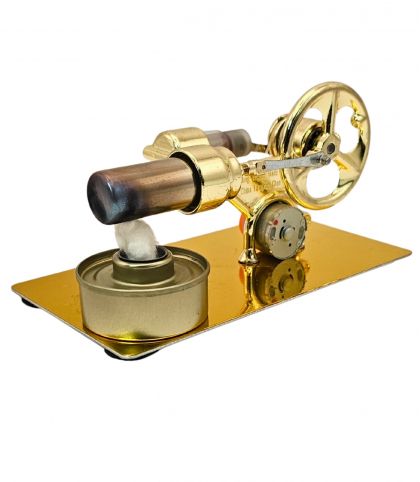 Moteur Stirling Modèle En Métal (forme L) - Fonctionne Avec Lampe à Alcool - Dimensions 16x8x11 Cm - Kit éducatif Scientifique, Cadeau Pour Adulte