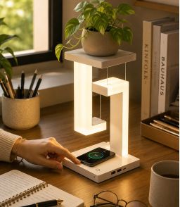 LAMPE LED TENSEGRITE - LA LAMPE ANTI-GRAVITE AVEC CHARGEUR SANS FIL