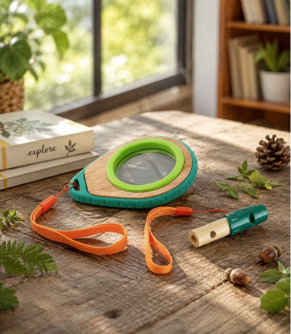KIT DECOUVERTE DE LA NATURE : LOUPE EN BOIS ET SIFFLET