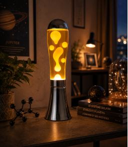 LAMPE A LAVE MAGMA - ARGENTE/JAUNE