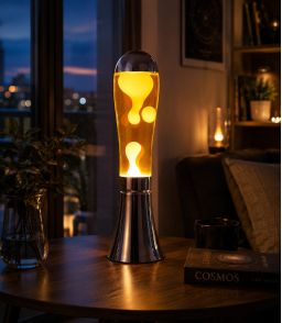 LAMPE A LAVE MAGMA - ARGENTE/JAUNE