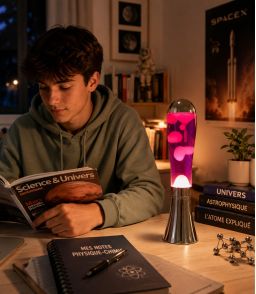 LAMPE A LAVE MAGMA - ROSE/ARGENTEE