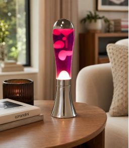 LAMPE A LAVE MAGMA - ROSE/ARGENTEE