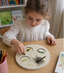 PLATEAU EN BOIS 4 OU 5 STADES POUR FIGURINES CYCLE DE VIE