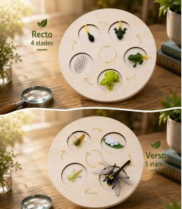 PLATEAU EN BOIS 4 OU 5 STADES POUR FIGURINES CYCLE DE VIE