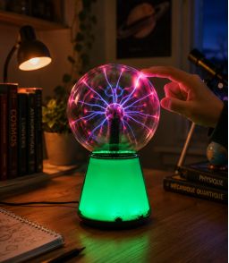 LAMPE PLASMA AVEC BASE LUMINEUSE MULTICOLORE
