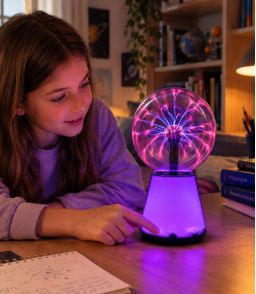 LAMPE PLASMA AVEC BASE LUMINEUSE MULTICOLORE