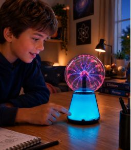 LAMPE PLASMA AVEC BASE LUMINEUSE MULTICOLORE