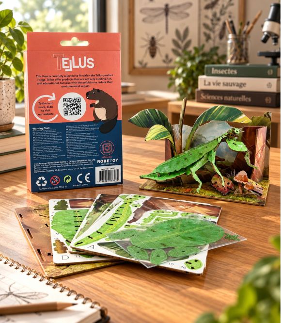 CARTE PUZZLE 3D - PHASME FEUILLE