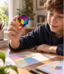 CMY CUBE – CUBE OPTIQUE SYNTHESE DES COULEURS