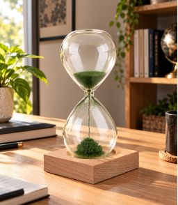 SABLIER MAGNETIQUE AVEC SOCLE EN BOIS