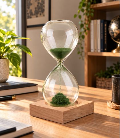 SABLIER MAGNETIQUE AVEC SOCLE EN BOIS