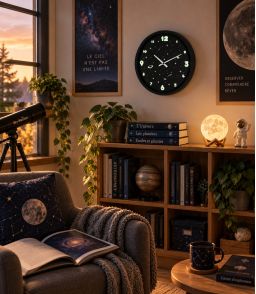 HORLOGE MURALE ETOILES PHOSPHORENTES