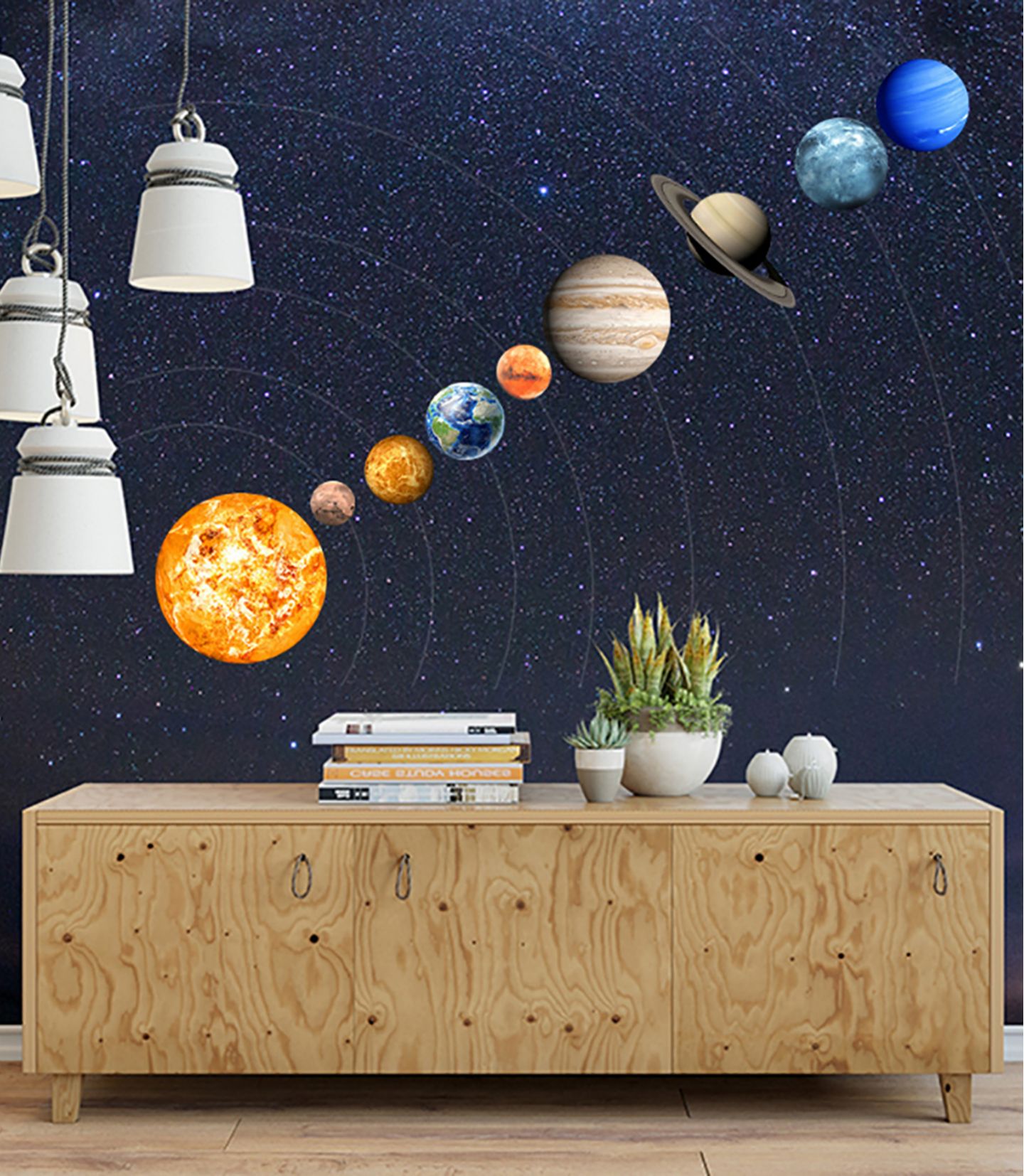 1 Ensemble de stickers muraux, étoiles et planètes phosphorescentes,  brillants système solaire stickers muraux, lumineux plafond