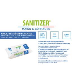 LINGETTES DESINFECTANTES MAINS ET SURFACES - SACHET DE 80