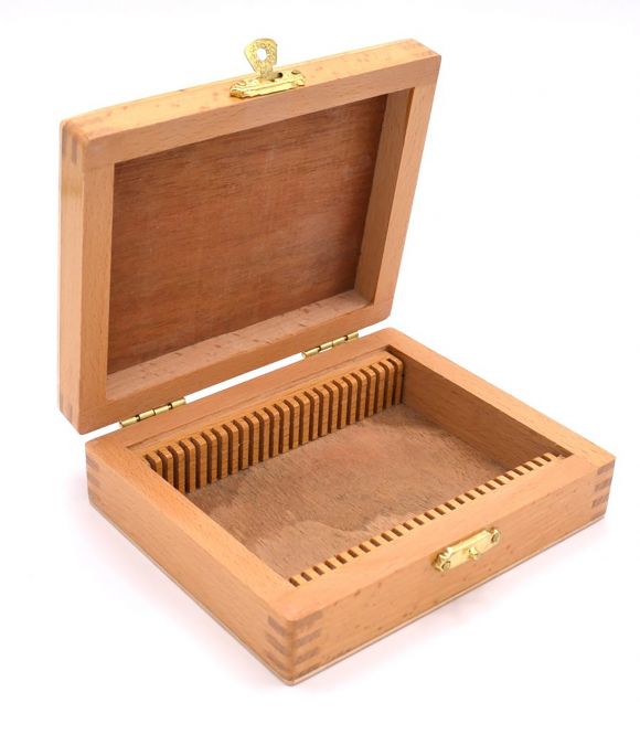 COFFRET EN BOIS POUR PREPARATIONS MICROSCOPIQUES 76X26MM