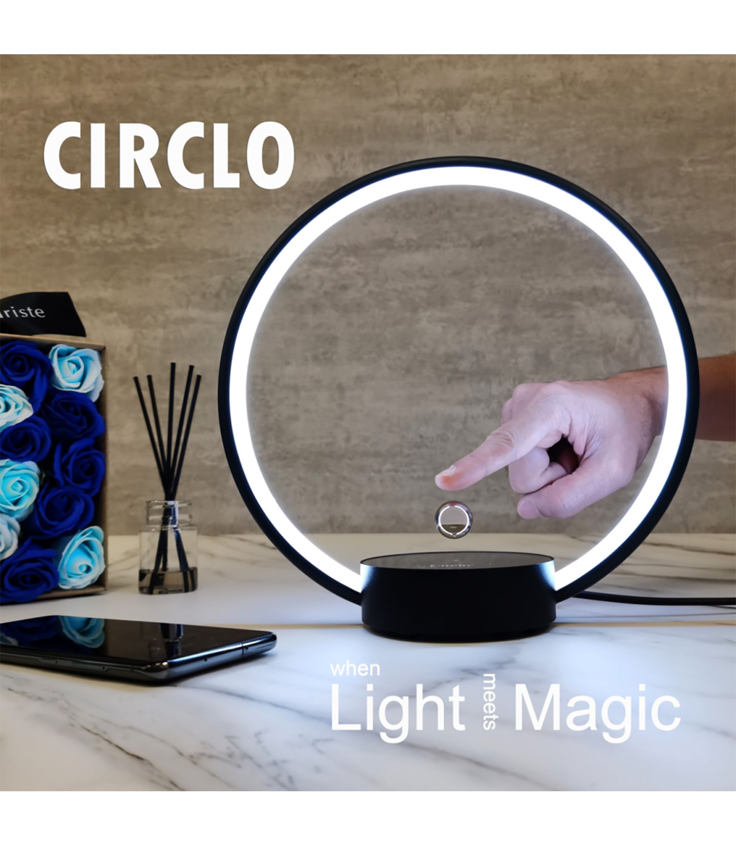 LAMPE LED CIRCLO RGB - BASE COULEUR NOIRE SATINEE