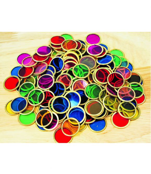 LOT DE 100 JETONS METALLIQUES COLORES