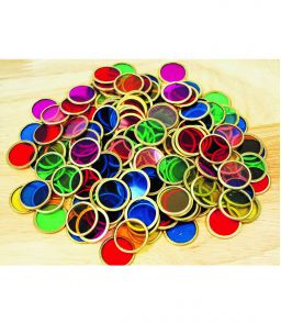 LOT DE 100 JETONS METALLIQUES COLORES