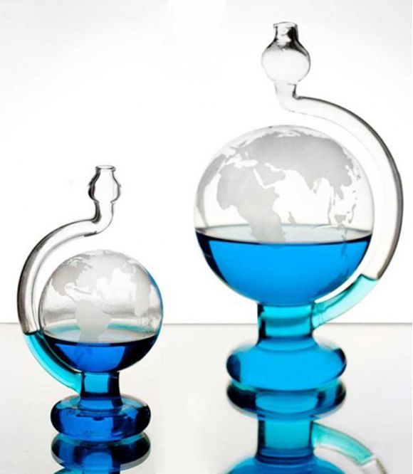 GLOBE BAROMETRE EN VERRE - GRAND MODELE