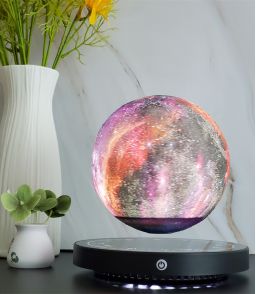 GLOBE GALAXIE EN LEVITATION SUR BASE NOIRE