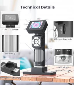 MICROSCOPE PORTABLE AVEC LCD 2 POUCES